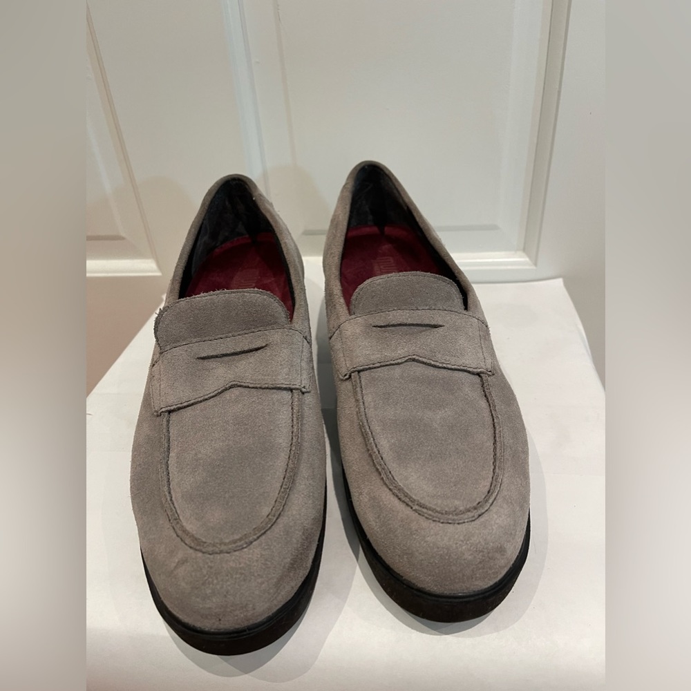 Munro Katie Wedge Slip On Gray Grey Suede Penny Loafers Size 10 M